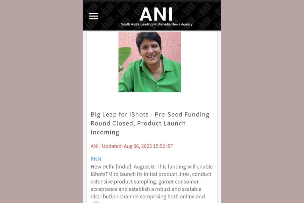 ANI News | August 06 2025 | iShots Beverages closes pre-seed funding round with ₹2 Crore raise