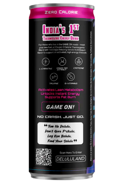 Delulu Activate™ Classic Thermogenic Energy Drink can with thermogenic blend, L-Carnitine, green tea, natural caffeine, zero sugar and zero calories