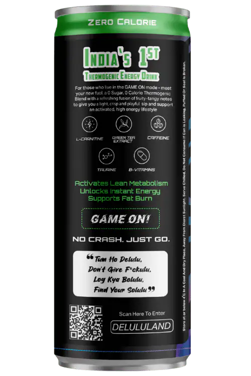 Delulu Activate™ Tropical Energy Drink can with thermogenic blend, L-Carnitine, green tea, natural caffeine, zero sugar