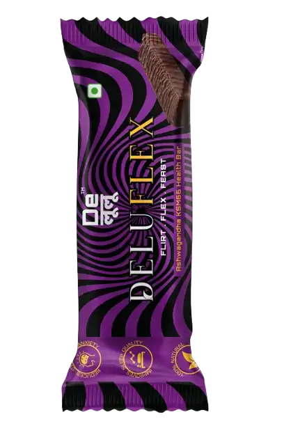Delulu Deluflex™ Ashwagandha KSM-66 Health Bar with ashwagandha , oats, almonds, flax seeds and sugar-free dark chocolate