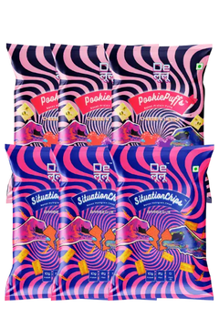 Delulu snack combo with Pookie Puffs and Situationships packs