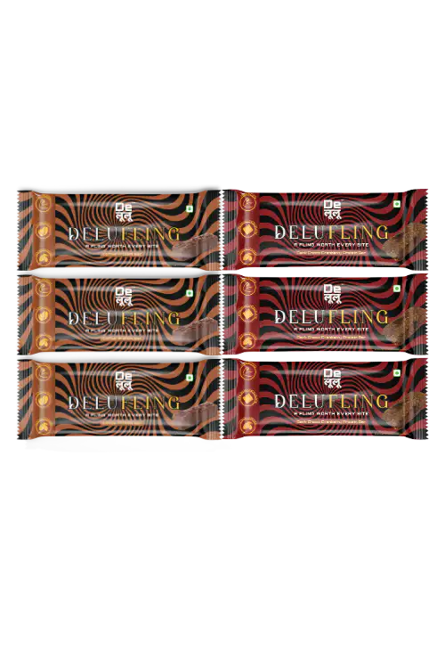 Delufling protein bar combo with Coffee and Dark Choco Cranberry flavours