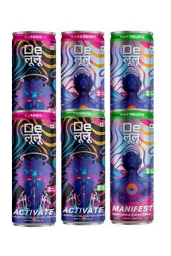 Delulu energy drink bundle with Activate Classic, Activate Tropical, Manifest Mixed Berry and Manifest Mint Mojito