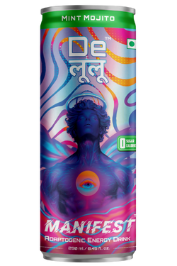 Delulu Manifest™ Mint Mojito Adaptogenic Energy Drink can with adaptogenic blend, natural caffeine, zero sugar and zero calories