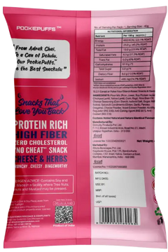 Delulu Pookie Puffs™ Cheese & Herbs baked protein puffs with 10g protein, 2g fiber and no palm oil