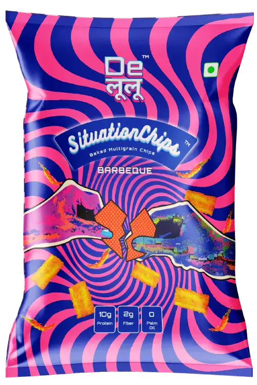 Delulu Situation Chips™ Barbecue baked multigrain chips with 10g protein, 2g fiber and no palm oil