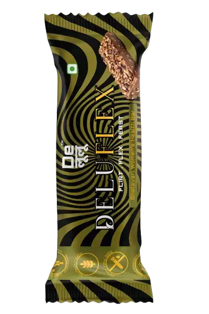 Delulu Deluflex™ Shatavari Health Bar with Shatavari, oats, almonds, flax seeds and sugar-free dark chocolate