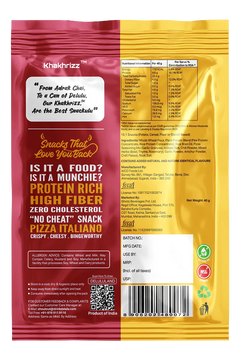 Delulu Khakhrizz™ Pizza Italiano spicy Indian flatbread chips with 10g protein, 5g fiber and no palm oil